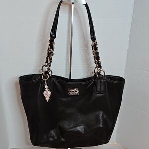 Coach Madison Black Leather Tote Bag - Style 18668